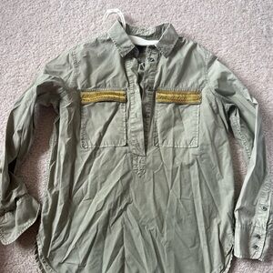 J Crew Olive Green military style  Button-Up Shirt NEW